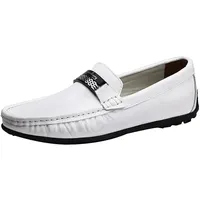 Dooxi Herren Freizeit Geschäft Loafers Schuhe Slip On Mokassins Flach Bootsschuhe Weiß 42 - 42 EU