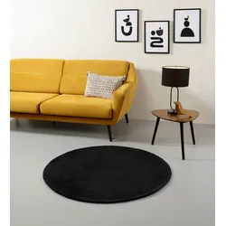 Teppich MY HOME "Soley" Gr. 10, schwarz, H:12mm Ø:120cm, Viskose, Teppiche, Handweb Teppiche, Wohnzimmer, Schlafzimmer, Esszimmer