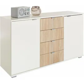 Priess Kombikommode 123 x 71 x 38 cm Weiß / Beige