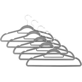 Testrut Kleiderbügel, Samt, 5 Stück, grau, Samt