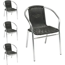 4 Stück Stabiler Aluminuim / Polyrattan Bistrostuhl stapelbar