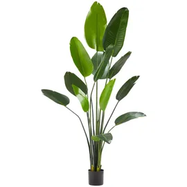 Tectake tectake® Künstlicher Paradiesvogelbaum, verschiedene Größen, mit großen, umweltfreundlichen PEVA-Blättern, stabiler Kunststoff-Blumentopf
