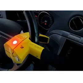 Urban UR978Y Lenkradkralle Doppelter Sicherheit Lenkradschloss Ohne/Mit Alarm Hi-Tech 120dB+LED, Sicherer und Sichtbarer Lenkradsperre, Patentiert Diebstahlsicherung Universal für Auto Wohnmobil PKW