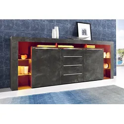 Sideboard BORCHARDT MÖBEL "Lima", grau (schieferfarben), B:220cm, Sideboards, (192 oder 220 cm)