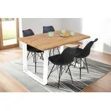 möbelliebling Esstisch Baumkante Holz-Optik Wildeiche 120 x 80 U-Gestell weiß JOSY
