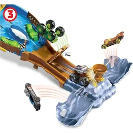 Mattel HJG32 - Hot Wheels Monster Trucks Rennstrecke mit 2 Fahrzeugen