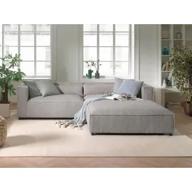 best mobilier Lisa Design Ela– Ecksofa rechts, Cordsamt, 4-sitzer moderner Stil - Hellgrau