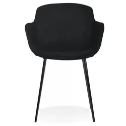 Armlehnstuhl aus Metall und Samt  Gepolsterter Esszimmerstuhl mit hohem Komfort  Retro Industrial Stil  59x54x80 cm  Kadima Design