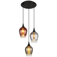 MeineWunschleuchte Ausgefallene Pendelleuchte 3-flammig Lampenschirme Glas Bunt, Ø45cm