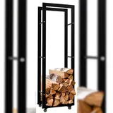 deluke Kaminholzregal Innen Metall 25 x 40 x 125 cm Schwarz