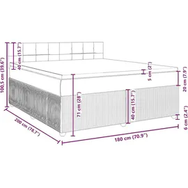 vidaXL Boxspringbett mit Matratze Hellgrau 180x200 cm Samt