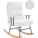 Beliani Schaukelsessel ESKELIN Bouclé 70 x 90 x 80 cm Cremeweiß mit verstellbarer Rückenlehne