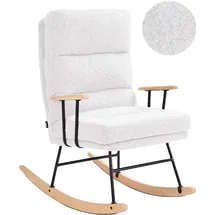 Beliani Schaukelsessel ESKELIN Bouclé 70 x 90 x 80 cm Cremeweiß mit verstellbarer Rückenlehne