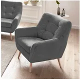 exxpo - sofa fashion Sessel Scandi, Loungesessel mit tollem Sitzkomfort, hochwertige Polsterung, bequem, hohe Holzfüße grau