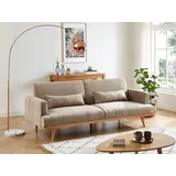 vente-unique Schlafsofa Polyester 3-Sitzer Beige