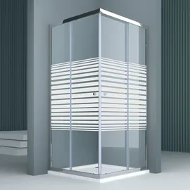 SoGood Eckeinstieg Duschkabine mit Schiebetür 75 x 75 cm transparent 6mm ESG Glas Rav16MS