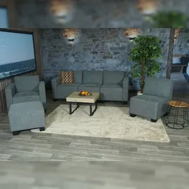 Mendler Modular Sofa-System Couch-Garnitur Lyon 3-1-1-1, Stoff/Textil ~ grau