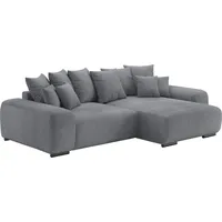 Ecksofa HOME AFFAIRE "Sundance" Sofas Gr. B/H/T: 318cm x 92cm x 188cm, Microfaser 2, Recamiere rechts, grau (novaclean avanti 1 stone) Dauerschläfer mit EasyBett-Schlaffunktion, Bettkasten und Topper