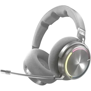 Corsair Virtuoso MAX Wireless Gaming-Headset mit Bluetooth Dolby Atmos, SoundID, Aktive Geräuschunterdrückung, Mikrofon in Rundfunkqualität, Graphene-Treiber, für PC, Mac, PS5, PS4 – Silber