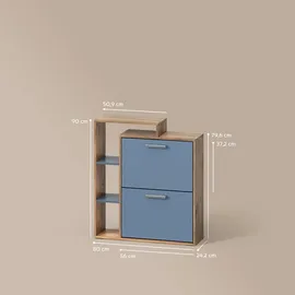 livinity® Ortello 80 x 90 x 24,2 cm 2 Schubladen / blau