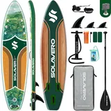 SOLAVERO Stand Up Paddling Board mit Allem Zubehör, Aufblasbares SUP Board Set mit 83 cm Extra Breit, 335 cm Paddleboard für 2 Personen/Familien, Stand Up Paddle für Anfänger, Tragkraft 200 kg