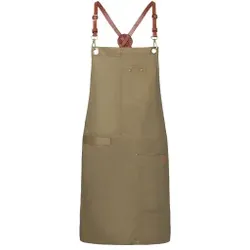 Karlowsky Urban X-Style Latzschürze, 68 x 80 cm, Schürze in Twill-Optik mit Kreuzträger zur Entlastung des Nackens, Farbe: khaki