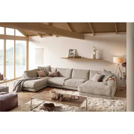 KAWOLA Wohnlandschaft U-Form Madeline Cord Longchair rechts taupe