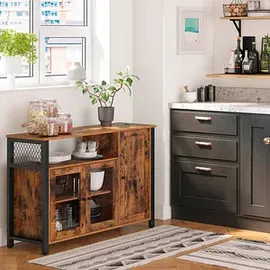 VASAGLE Kommode 110 x 75 x 33 cm Braun / Schwarz