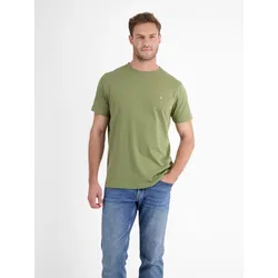 Basic T-Shirt mit Logostitch, unifarben - Bone White - XL