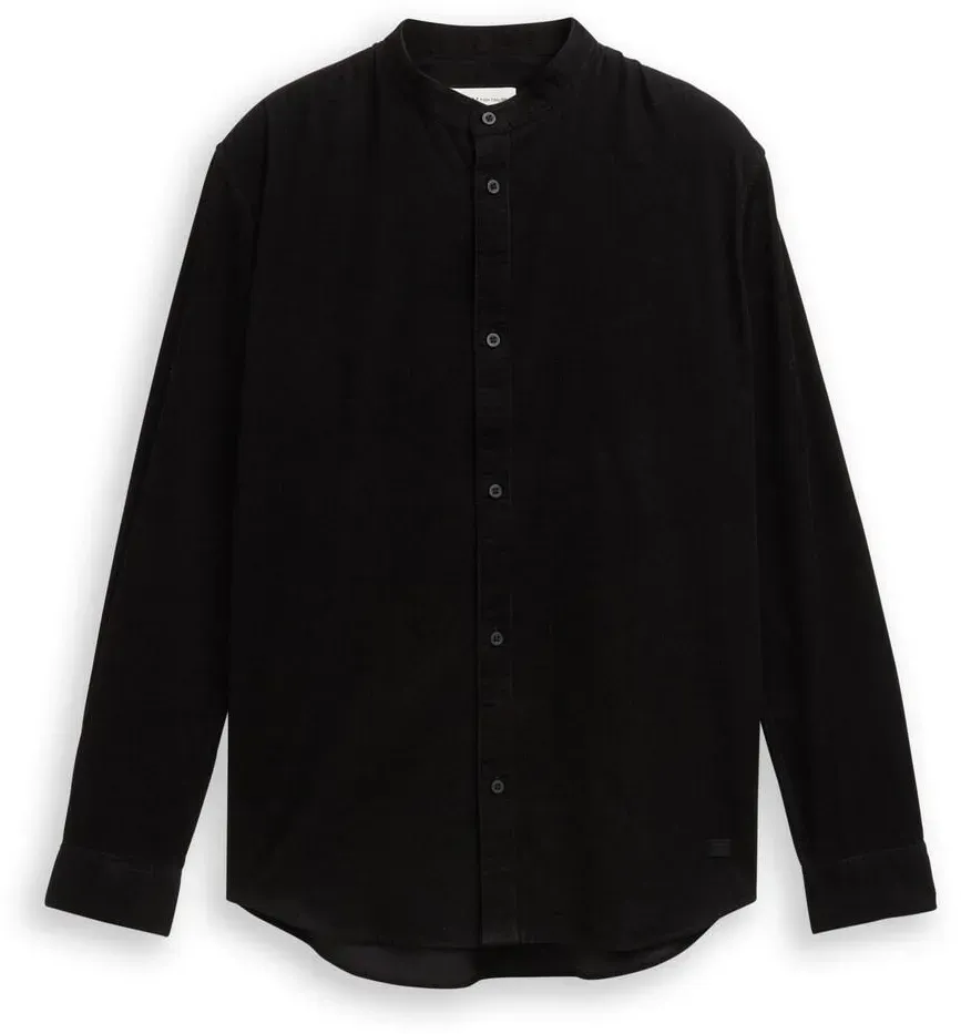 TOM TAILOR DENIM Herren Basic Fit Cordhemd, schwarz, Uni, Gr. M