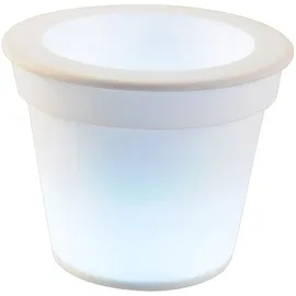 ETC Shop Solar LED Blumenkübel Blumentopf weiß-satiniert, 17 cm,