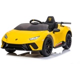 TPFLiving Elektro-Kinderauto Lamborghini Huracan gelb - Kinderauto - Elektroauto - Kinderfahrzeug mit Multifunktionslenkrad mit Musik Effekten - Le...