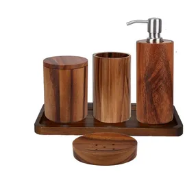 houseproud Badaccessoire-Set Timber Craft Badset aus Akazienholz, 5 tlg., geöltes Akazienholz beige