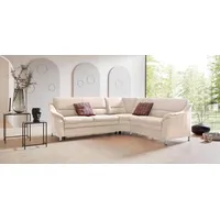 Ecksofa PLACES OF STYLE "Cardoso L-Form" Sofas Gr. B/H/T: 260cm x 90cm x 230cm, Luxus-Microfaser ALTARA NUBUCK, langer Schenkel links, mit Bettfunktion, beige (creme) mit Trapezecke für mehr Sitzkomfort, wahlweise auch Bettfunktion