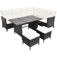 vidaXL Polyrattan Lounge-Set mit Auflagen 4-tlg. schwarz 43096