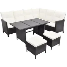 vidaXL Polyrattan Lounge-Set mit Auflagen 4-tlg. schwarz 43096