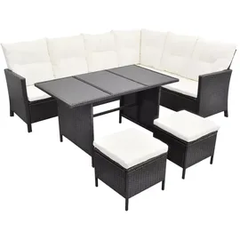 vidaXL Polyrattan Lounge-Set mit Auflagen 4-tlg. schwarz 43096