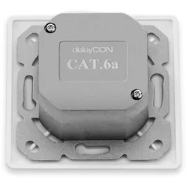 deleyCON 1x CAT6a Universal Netzwerkdose - 1x RJ45 Port - Geschirmt - Aufputz oder Unterputz - 10 Gigabit Ethernet Netzwerk - EIA/TIA 568A&B - Weiß