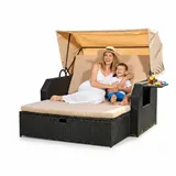 MuCoLa Relaxliege 145 x 143 x 130 cm schwarz inkl. Sonnendach