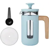 OEM La Cafetière Pisa-kaffeezubereiter, himmelblau, langlebiger Stößel und Rahmen De Edelstahl, 3-tassen-fassungsvermögen, hitzebeständige French Press, Eleganter Griff De Naturholz, 350 ml