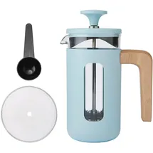 OEM La Cafetière Pisa-kaffeezubereiter, himmelblau, langlebiger Stößel und Rahmen De Edelstahl, 3-tassen-fassungsvermögen, hitzebeständige French Press, Eleganter Griff De Naturholz, 350 ml