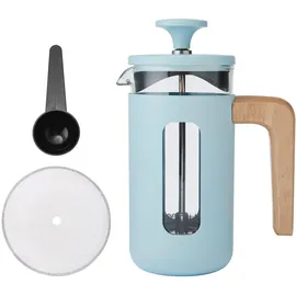 OEM La Cafetière Pisa-kaffeezubereiter, himmelblau, langlebiger Stößel und Rahmen De Edelstahl, 3-tassen-fassungsvermögen, hitzebeständige French Press, Eleganter Griff De Naturholz, 350 ml