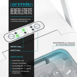 Arendo Eiswürfelmaschine 120W mit 1,5L Behälter Eiswürfelbereiter, 9 Eiswürfel in 9 Minuten