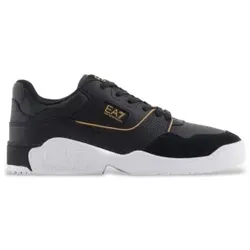 EA7 für Herren. X8X187_XK402 Basket Low Leder Turnschuhe schwarz (38), Wohnung, Schnürsenkel, Lässig