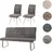 Mendler Esszimmer-Set HWC-G55, 2er-Set Stuhl + Sitzbank 180cm, Edelstahl gebürstet Stoff/Textil Chenille ~ dunkelgrau