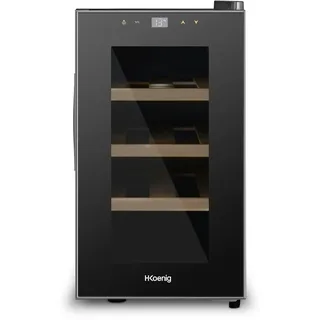 h.koenig AGE8 Weinkühlschrank / 8 Flaschen / Temperatur von 11°C bis 18°C / LED-Temperaturanzeige / Holzlagerböden,