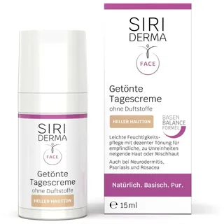 SIRIDERMA Getönte Tagescreme | heller Hautton I Natürliche Tönung für das Gesicht | Bei empfindlicher Haut | Auch bei Rosacea (ohne Parfum, 15 ml)