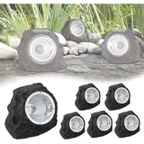 bmf-versand Solarlampe Garten Stein Optik 6er Set Deko Solarlampe Außen Leuchte Solar