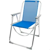 Klappbarer Strandstuhl, Stuhl mit fester Rückenlehne, Blau, Aktive Beach, 44x45x76 cm, mit Tragegriff, Kippschutz, Leichte und robuste Klapp-Strandstühle