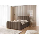 Boxspringbett 180x200 SEMINOLE - dunkelbraun + Matratzenauflage - Braun
